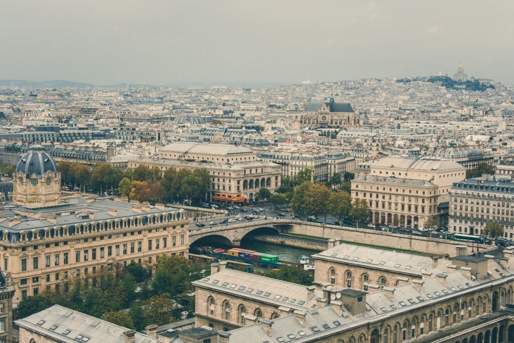 Paris cityscape with the River Seine — removals to France from Surrey and London
